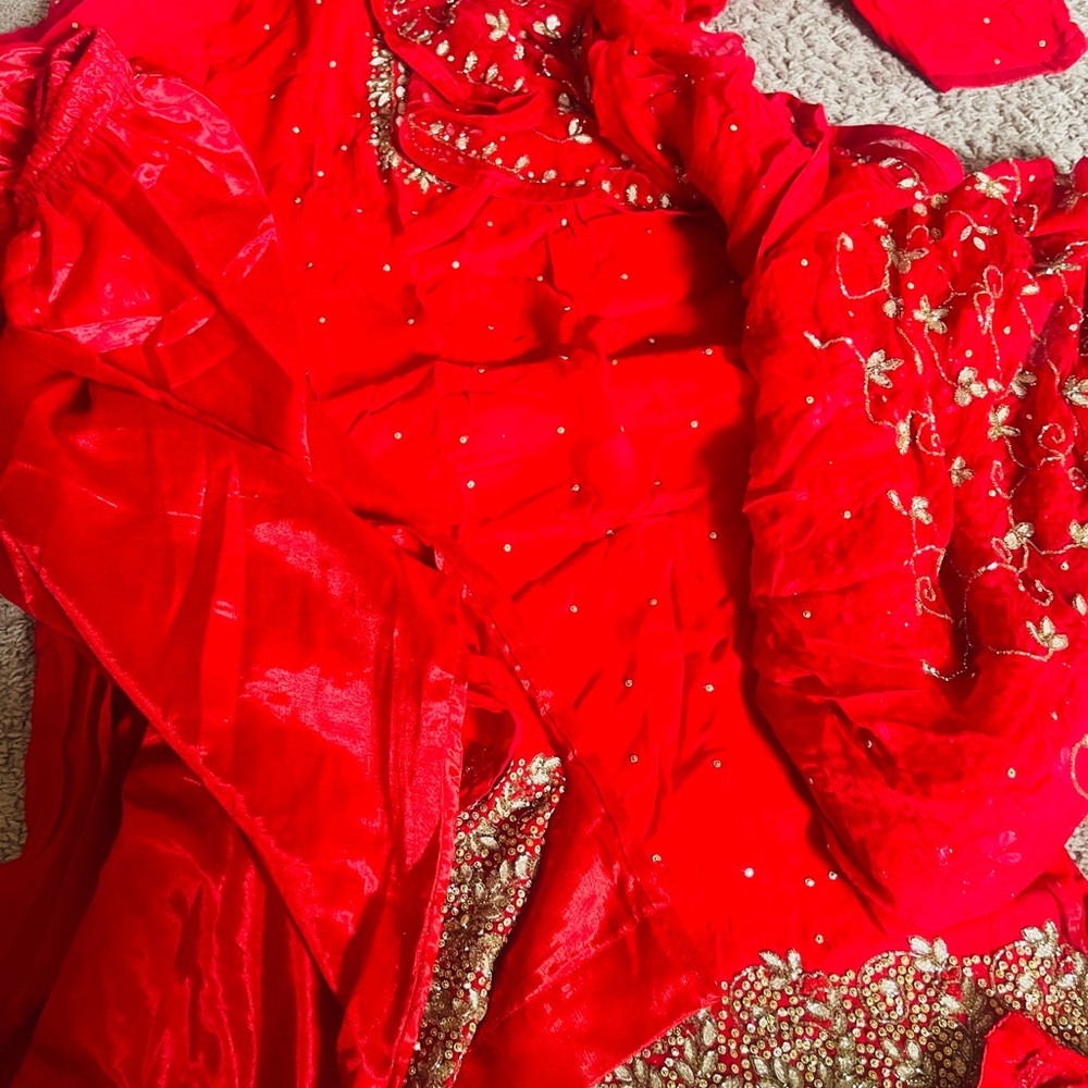 Vibrant Red Embellished and stone work Dress
